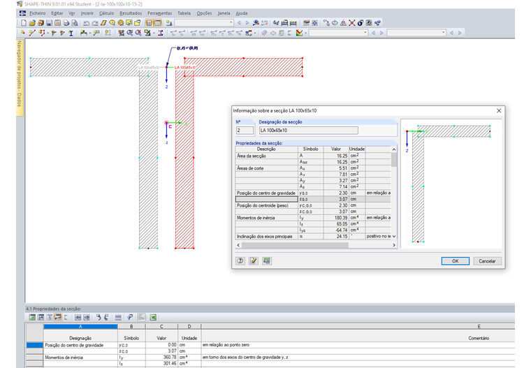 Secção composta por várias secções parciais ligadas