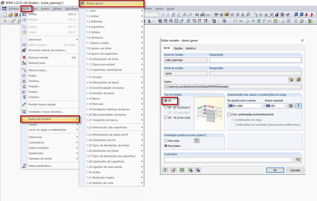Introdução do tipo de modelo em dados gerais