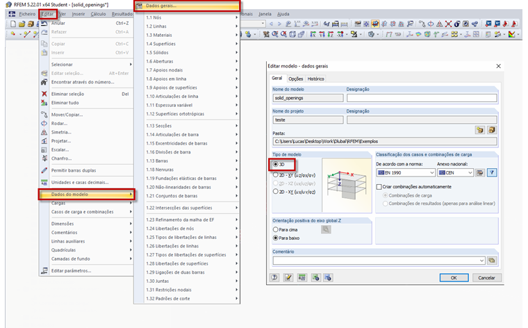 Introdução do tipo de modelo em dados gerais
