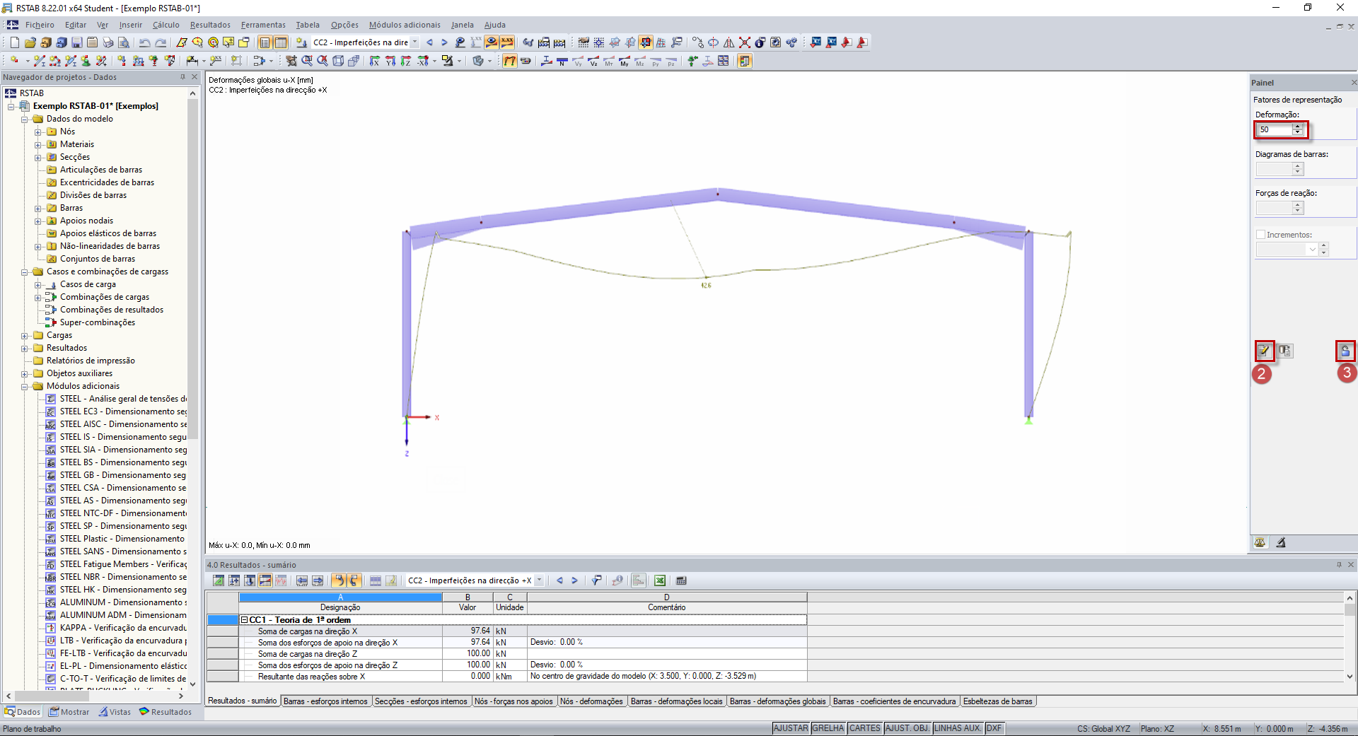 Configurações do painel