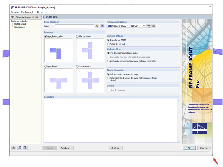 Caixa de diálogo RF-FRAME-JOINT Pro