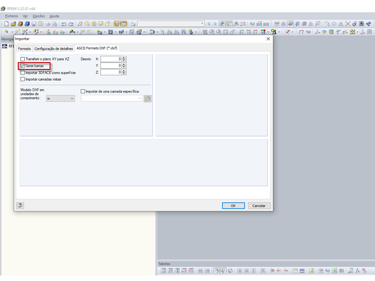 Caixa de diálogo Importar, separador ASCII formato DXF (*.dxf)