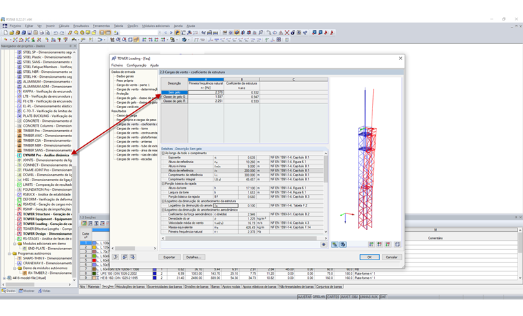 Determinação do coeficiente da estrutura
