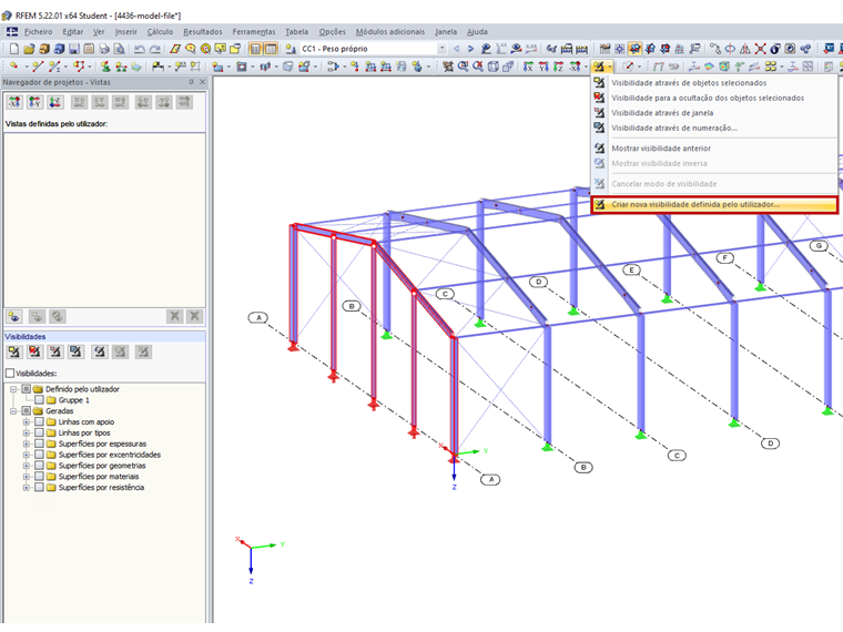 Botão "Criar nova visibilidade definida pelo utilizador"