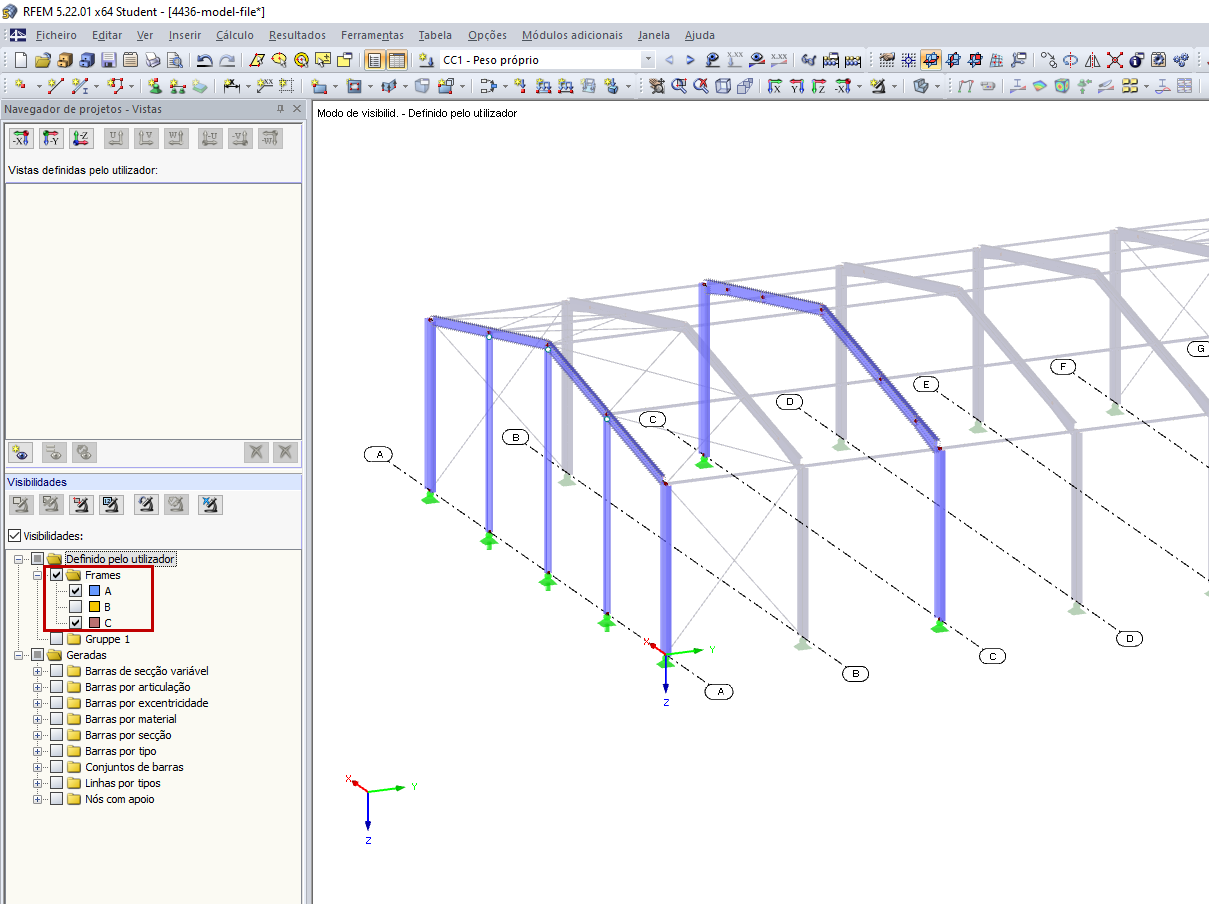 Visibilidades definidas pelo utilizador no Navegador de projetos – Vistas