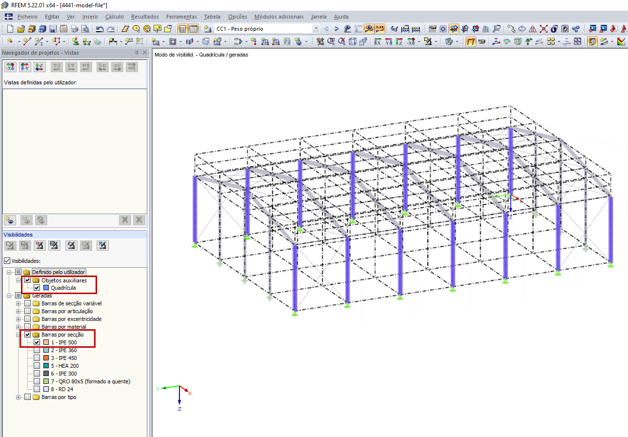 Visibilidade de quadrícula com visibilidade gerada
