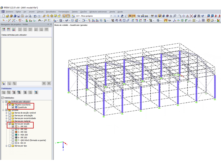 Visibilidade de quadrícula com visibilidade gerada