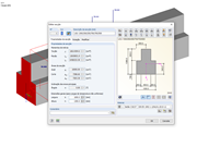 Secção do revestimento de betão armado