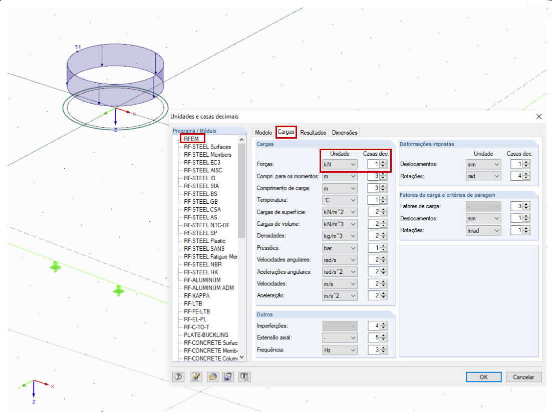 Arredondamento do valor da carga