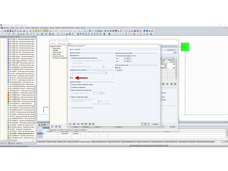 Composição 1: 2D sem considerar o acoplamento de corte