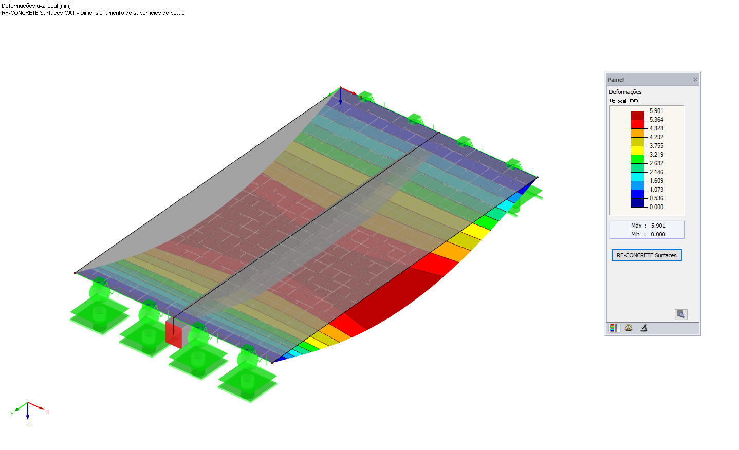 Deformações do RF-CONCRETE Surfaces sem rigidez do RF-CONCRETE Members