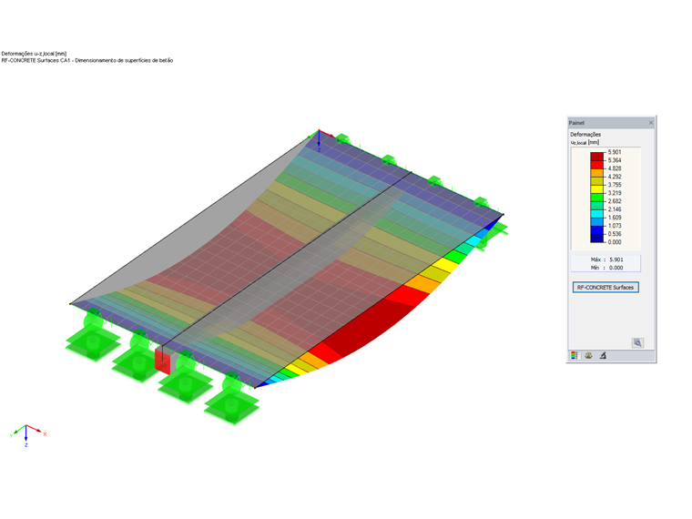 Deformações do RF-CONCRETE Surfaces sem rigidez do RF-CONCRETE Members