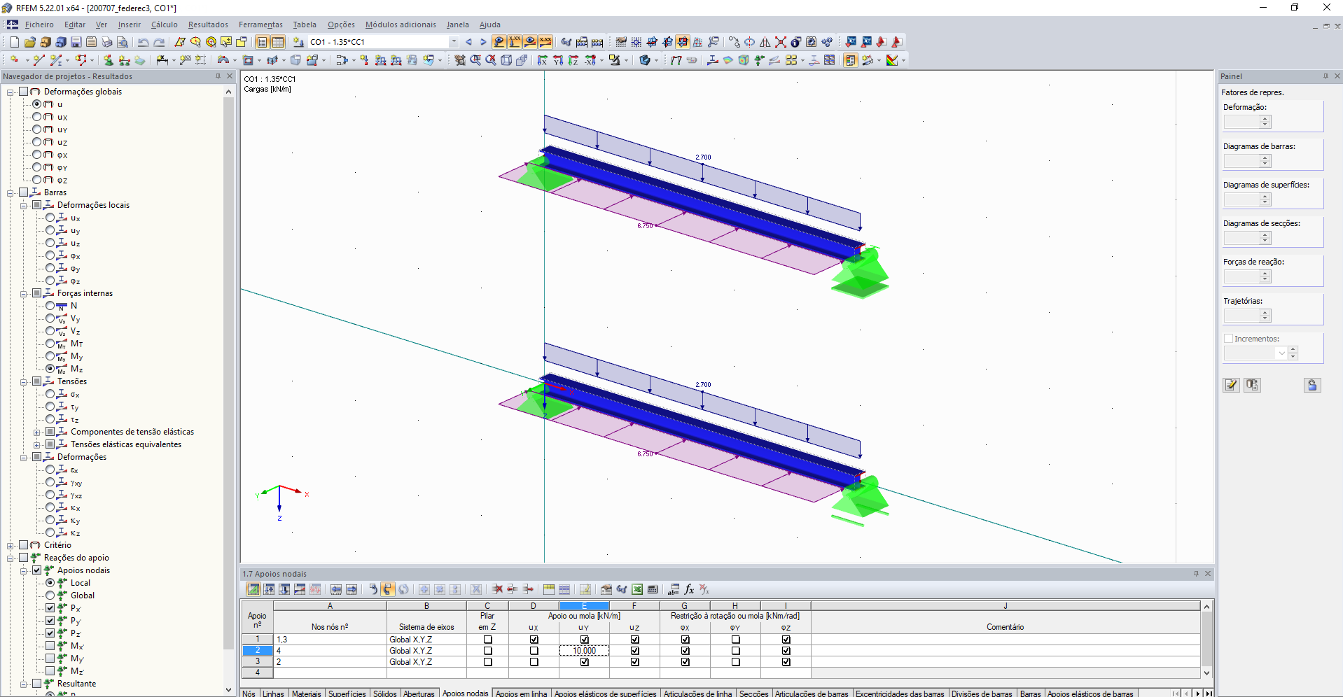 Sistema estrutural e carregamento