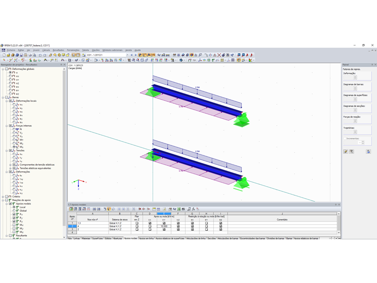 Sistema estrutural e carregamento