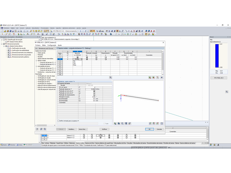 Janela "1.7 – Apoios nodais"