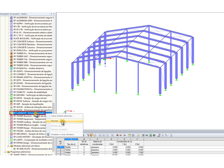 Definir o módulo adicional como favorito