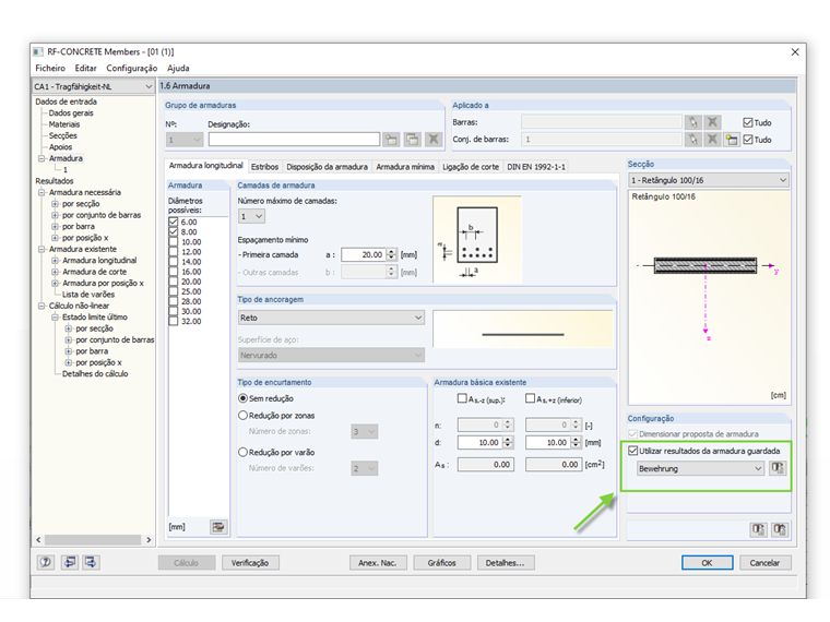 Selecionar armadura guardada