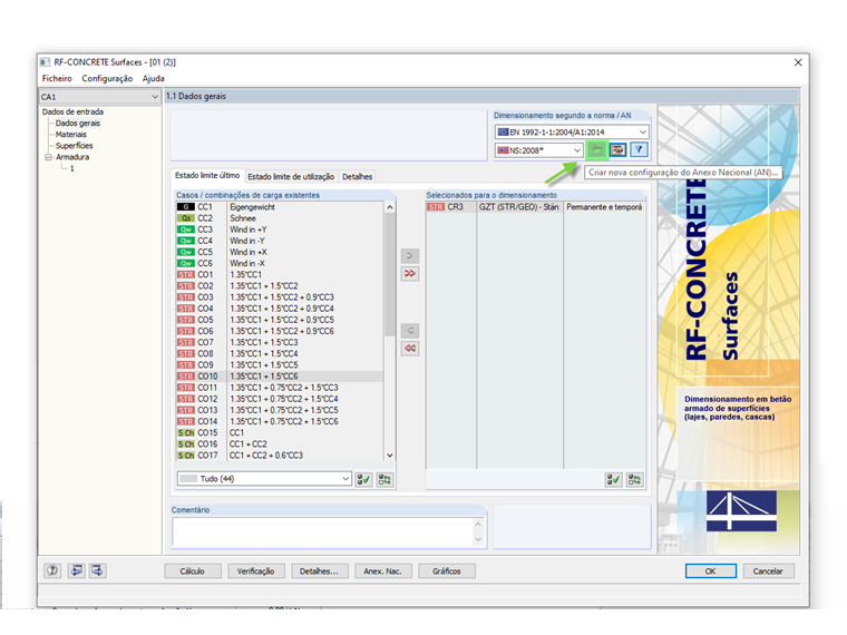 Criar um novo anexo nacional