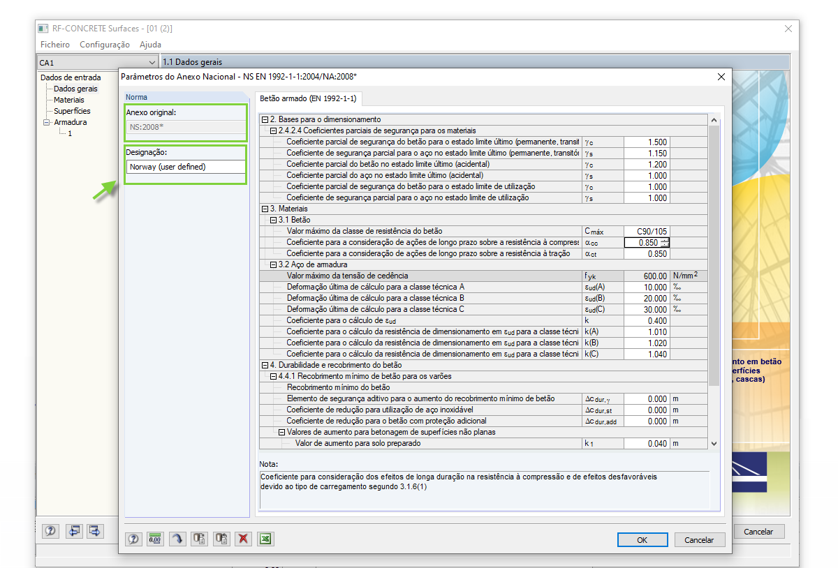 Parâmetros do Anexo nacional