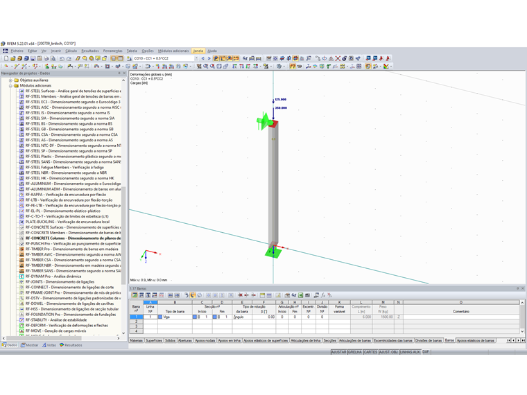 Sistema estrutural e carregamento