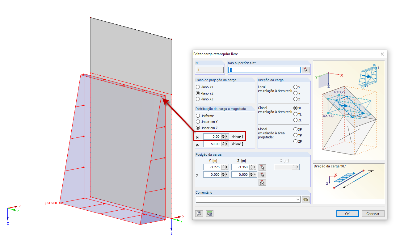 Distribuição de carga variável linearmente