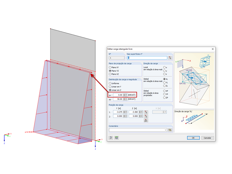 Distribuição de carga variável linearmente