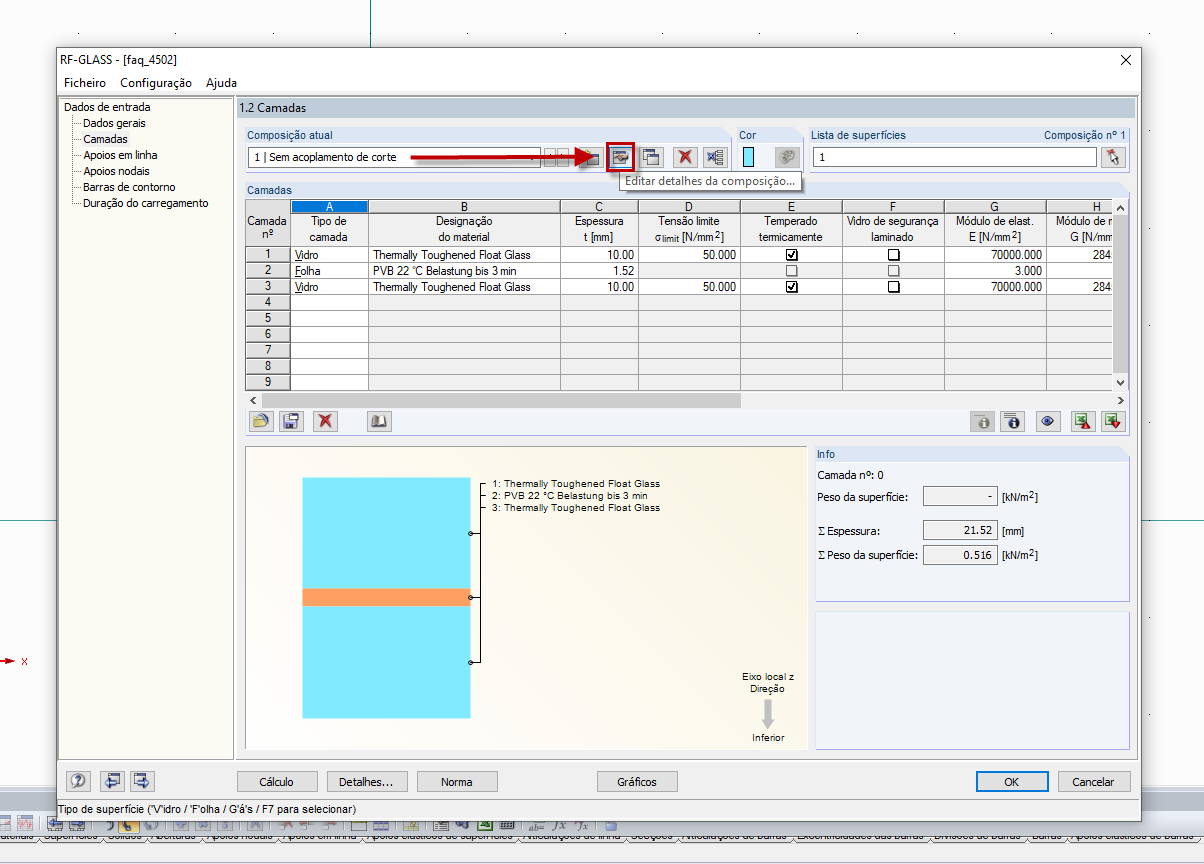 Editar detalhes da composição atual