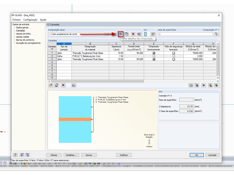 Editar detalhes da composição atual