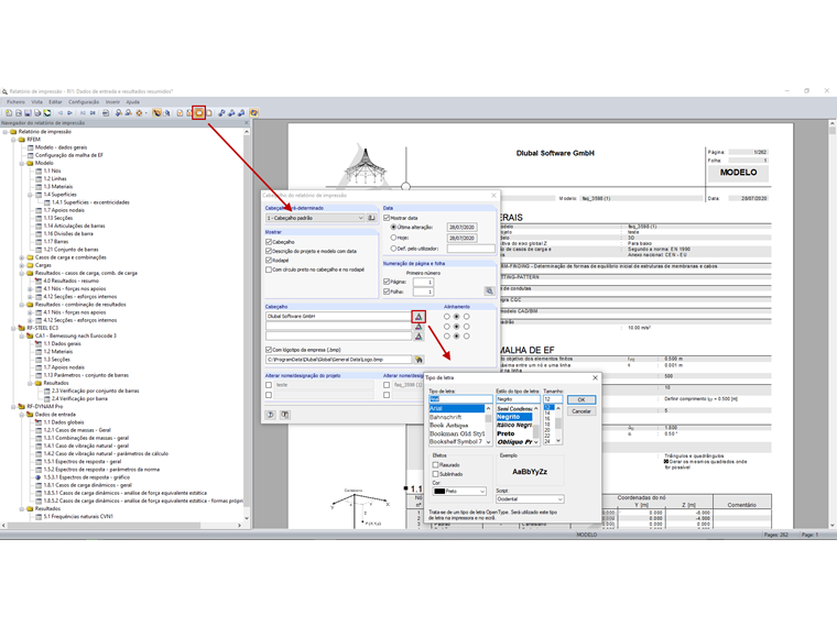 Editar o cabeçalho da empresa