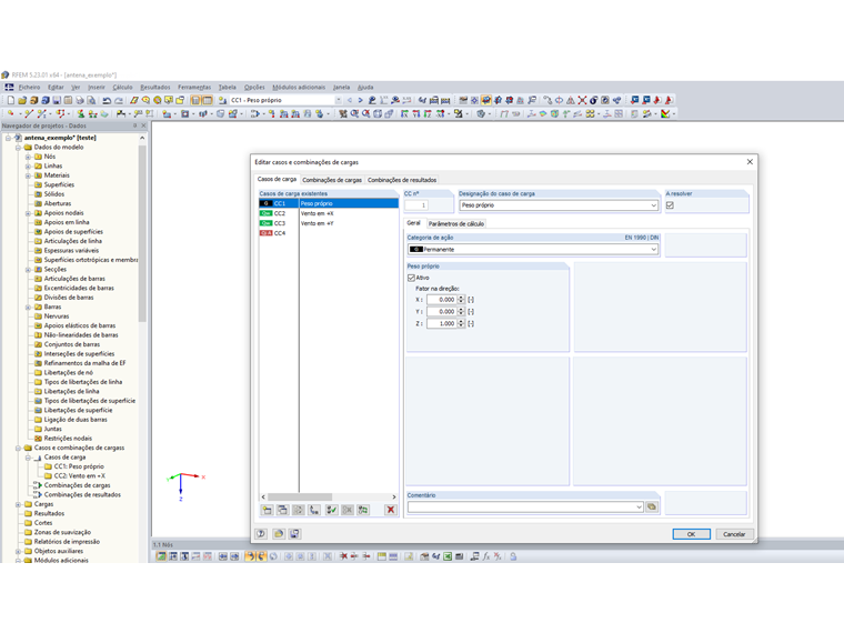 Caixa de diálogo da combinação manual