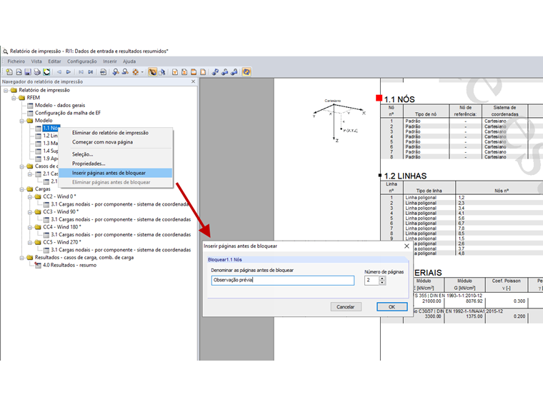 Inserir páginas antes de bloquear