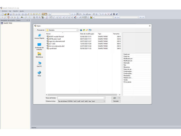 Caixa de diálogo "Open"