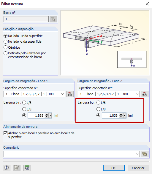 Largura de integração – Lado 2