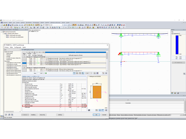 Entalhe – Fator de redução inferior a 1,0