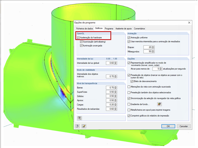 Ativação da aceleração de hardware OpenGL
