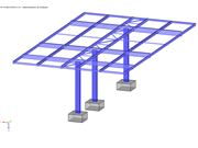 Representação dos blocos da fundação sob os pilares do modelo