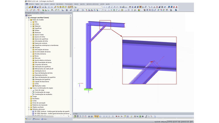 Extremidade de barra perpendicular