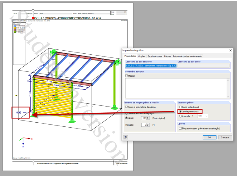 Comentário no relatório de impressão