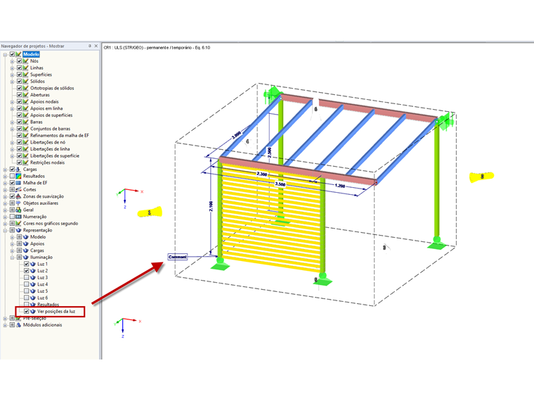 Ver posições da luz