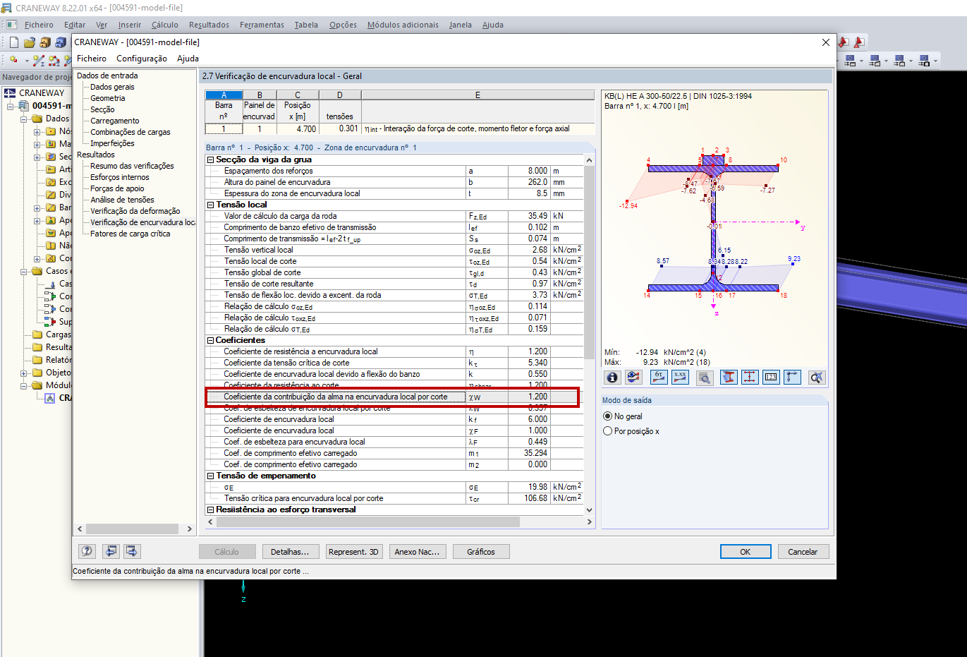 Verificação da encurvadura