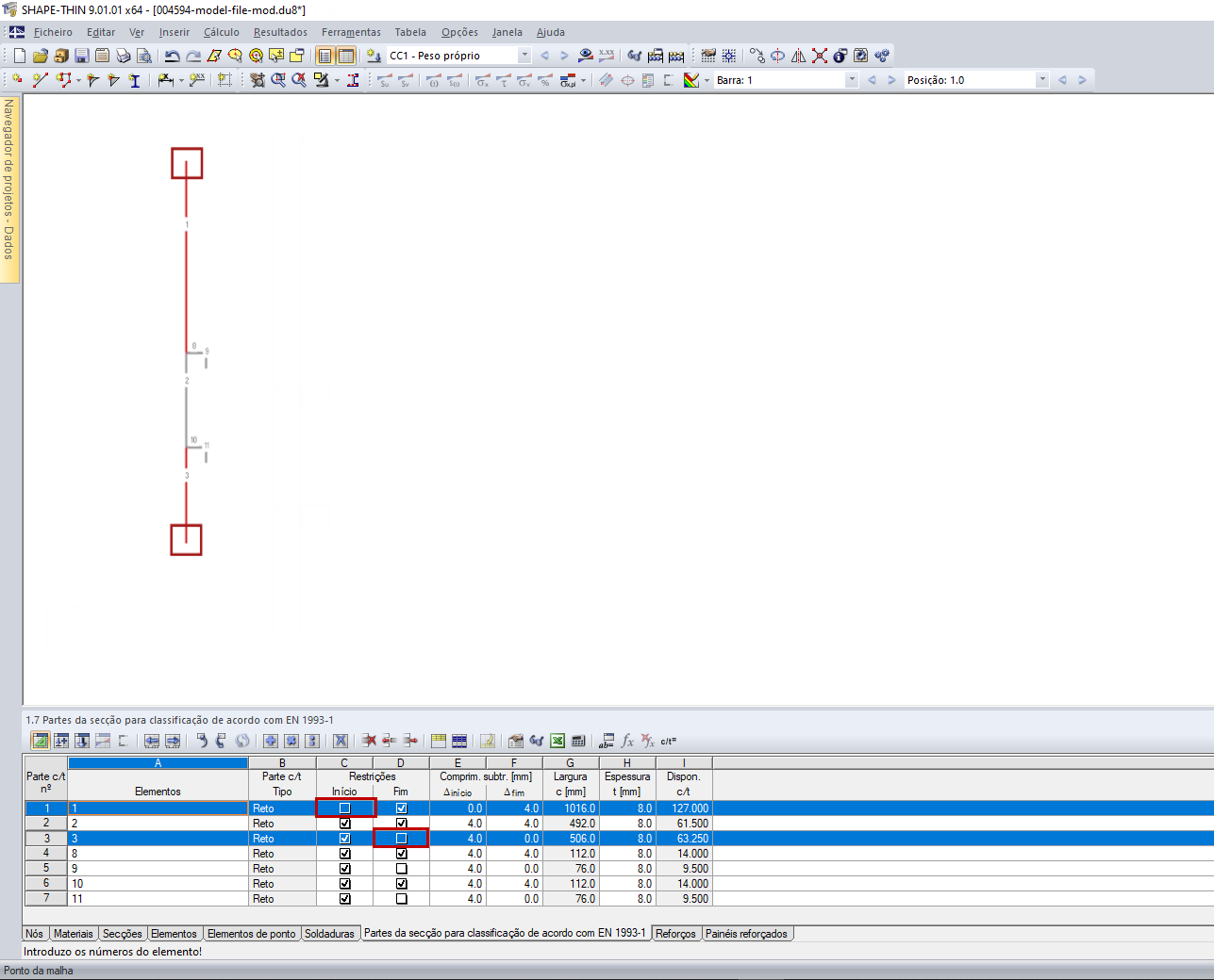 Sem a restrição nas bordas livres