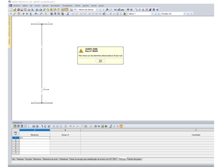Mensagem de erro "Pelo menos um dos elementos selecionados é do tipo nulo".