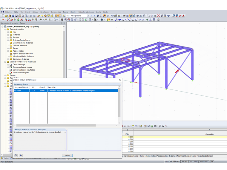 Erro – barras intersetadas unidas