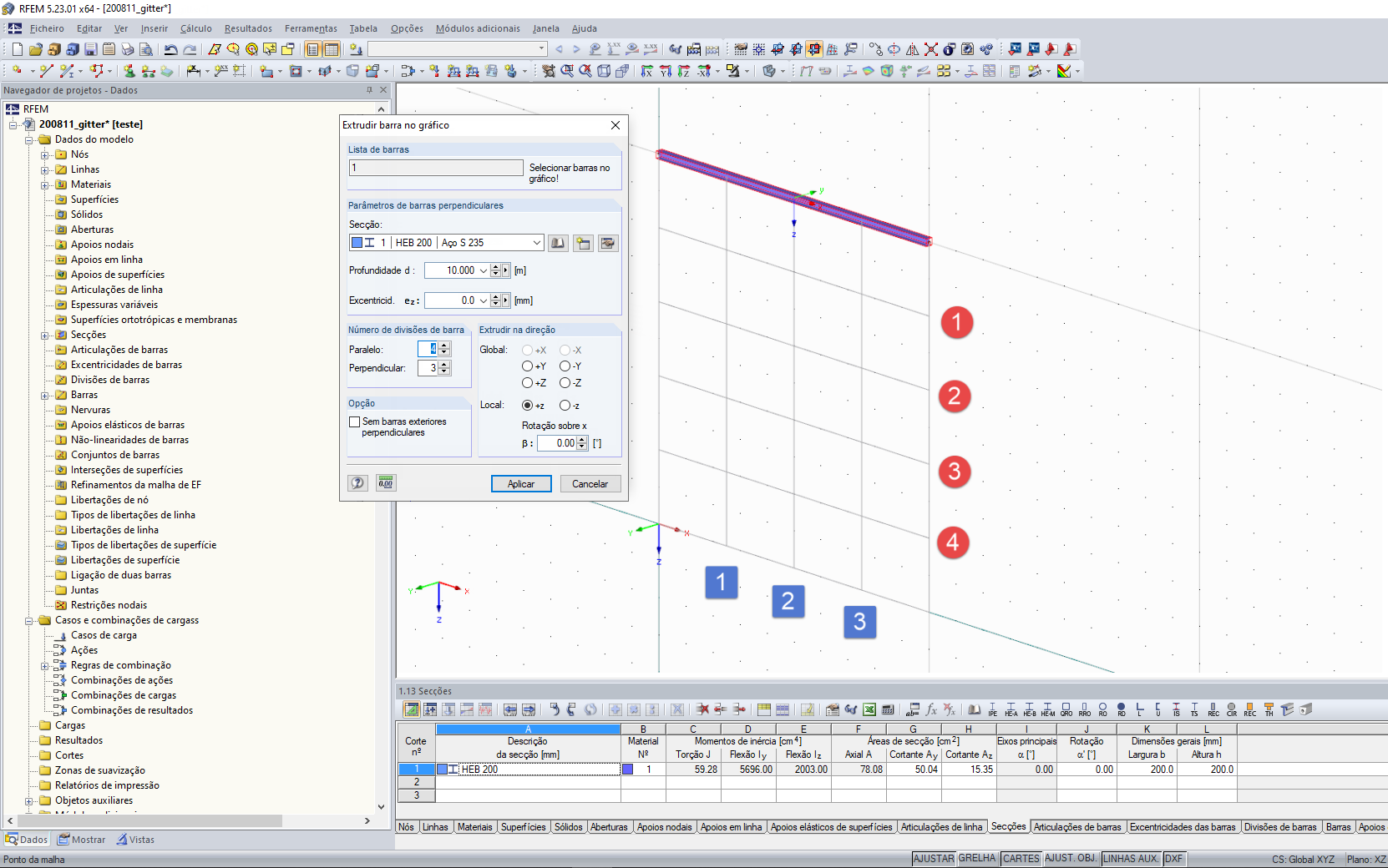 Caixa de diálogo "Extrudir barra no gráfico"