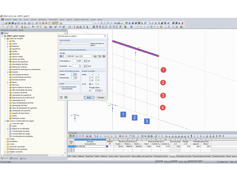 Caixa de diálogo "Extrudir barra no gráfico"