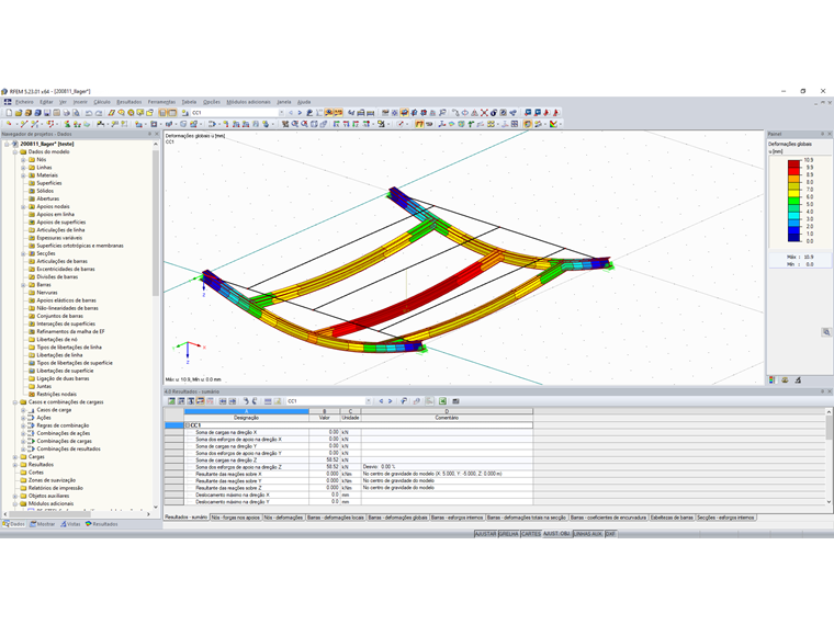 Cálculo sem apoios em linha