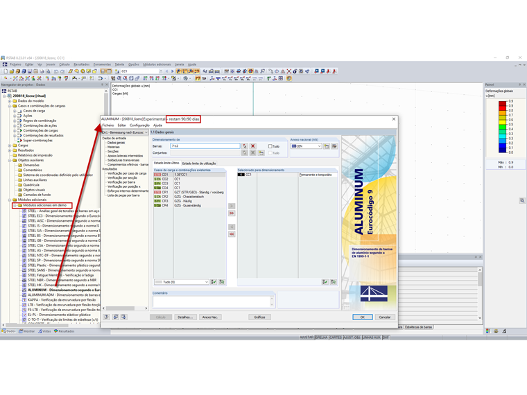 Módulo adicional em demo e tempo restante