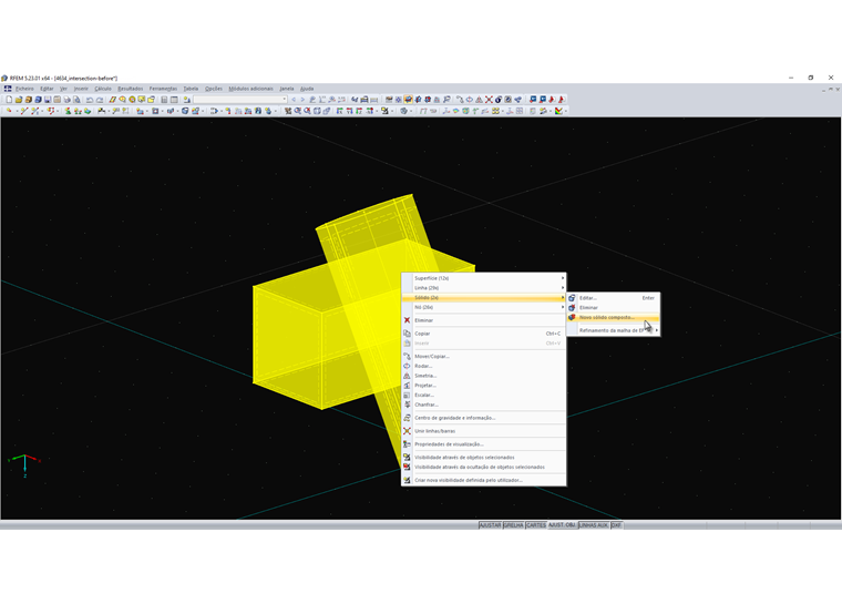 Criação de sólido composto e, com isso, intersecções