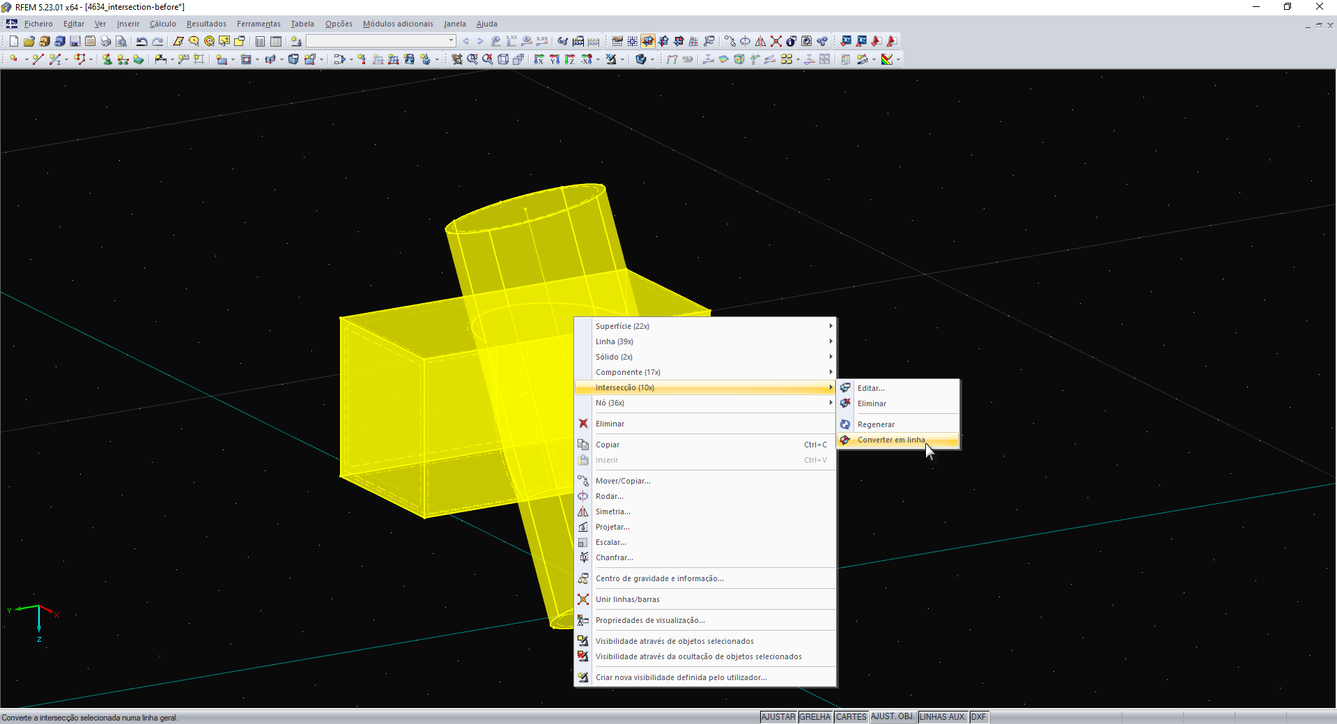 Converter intersecções em linhas