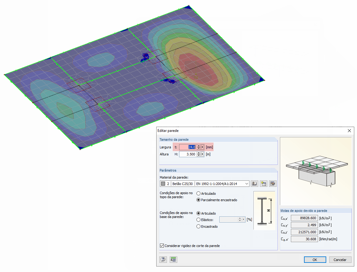 Caixa de diálogo "Editar parede" com a especificação da largura "t" em [mm]